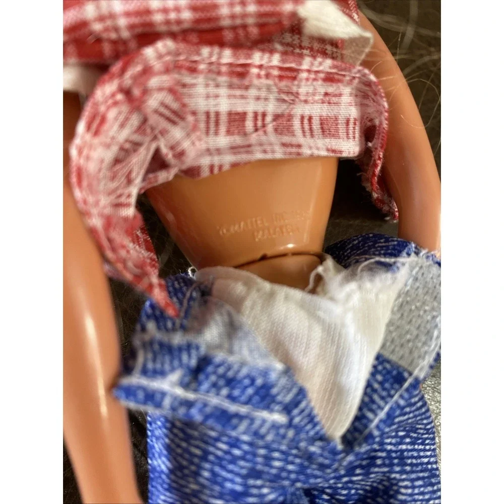 Vintage 1966 Malaysia‎ Barbie Blonde 1995 Lee Jeans Red Gingham Backpack Visor